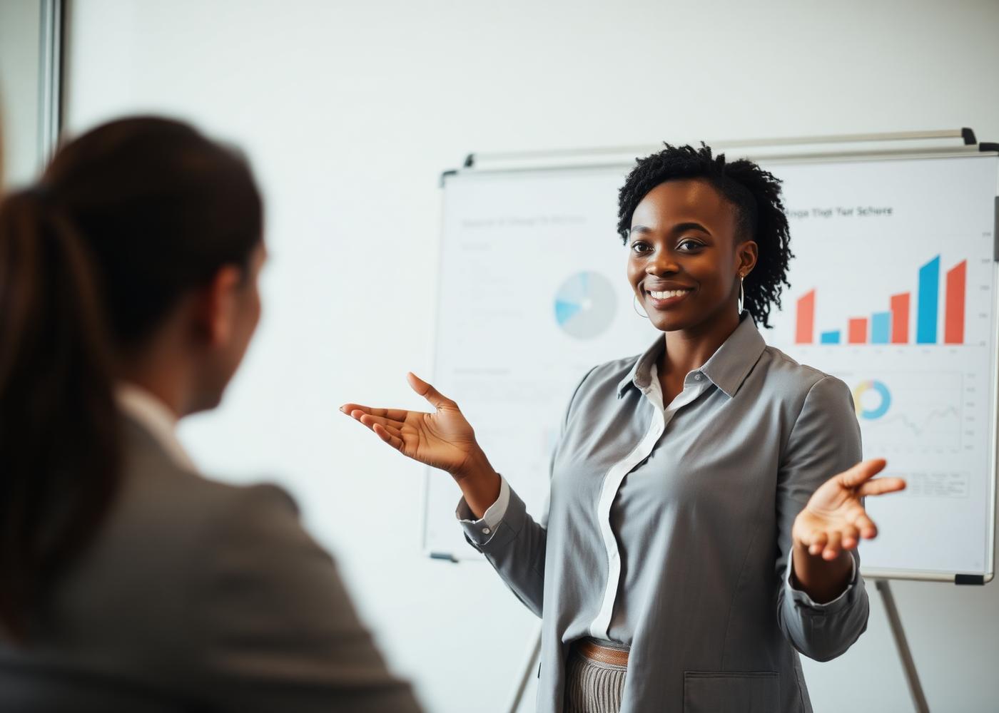 Trainer presenting in a modern workshop